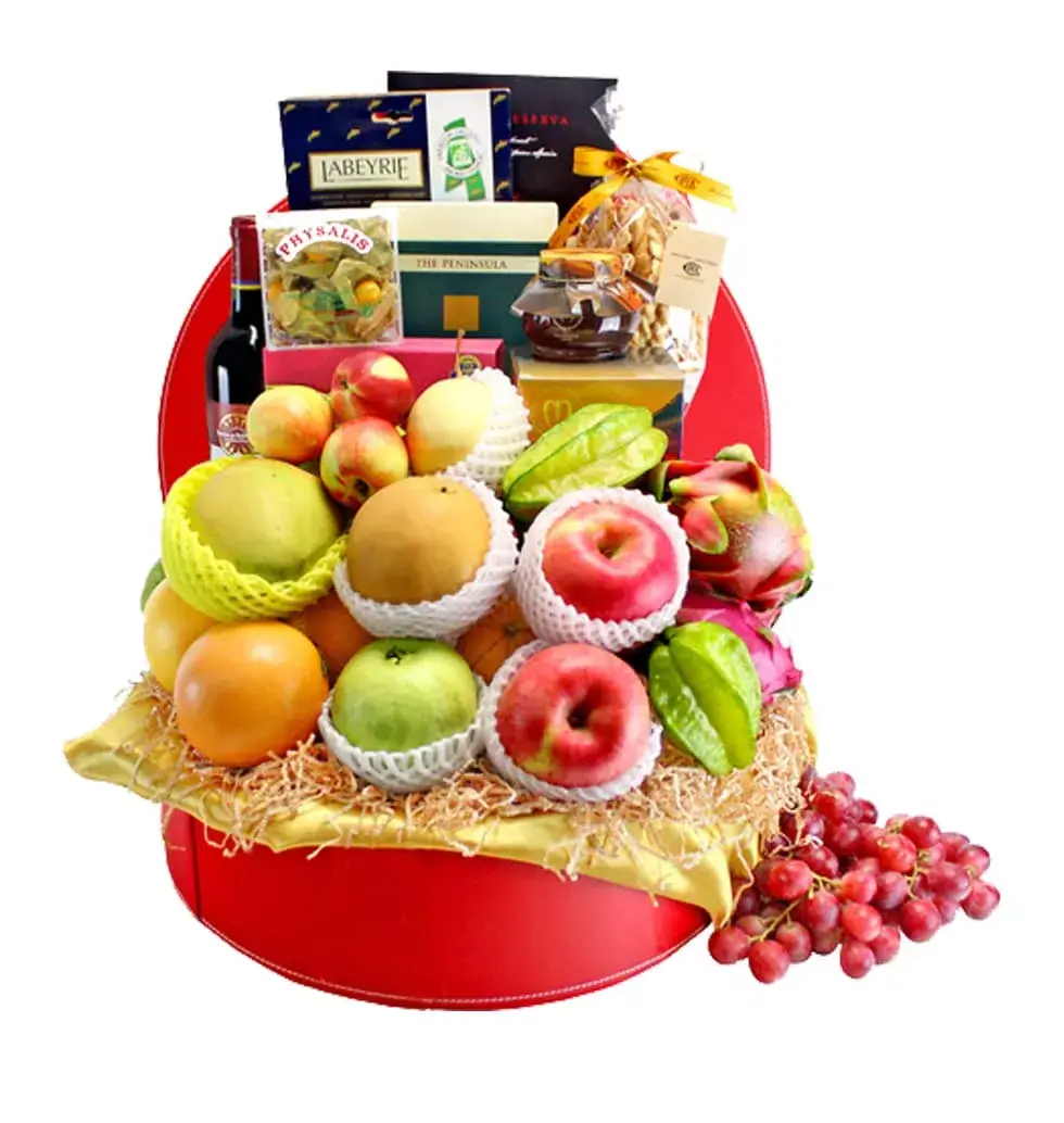 Hamper Of Tropical Fruit And Drinks