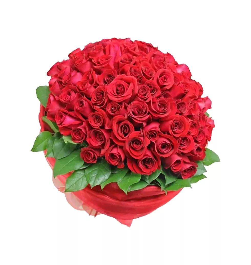 99 red flowers with matching green