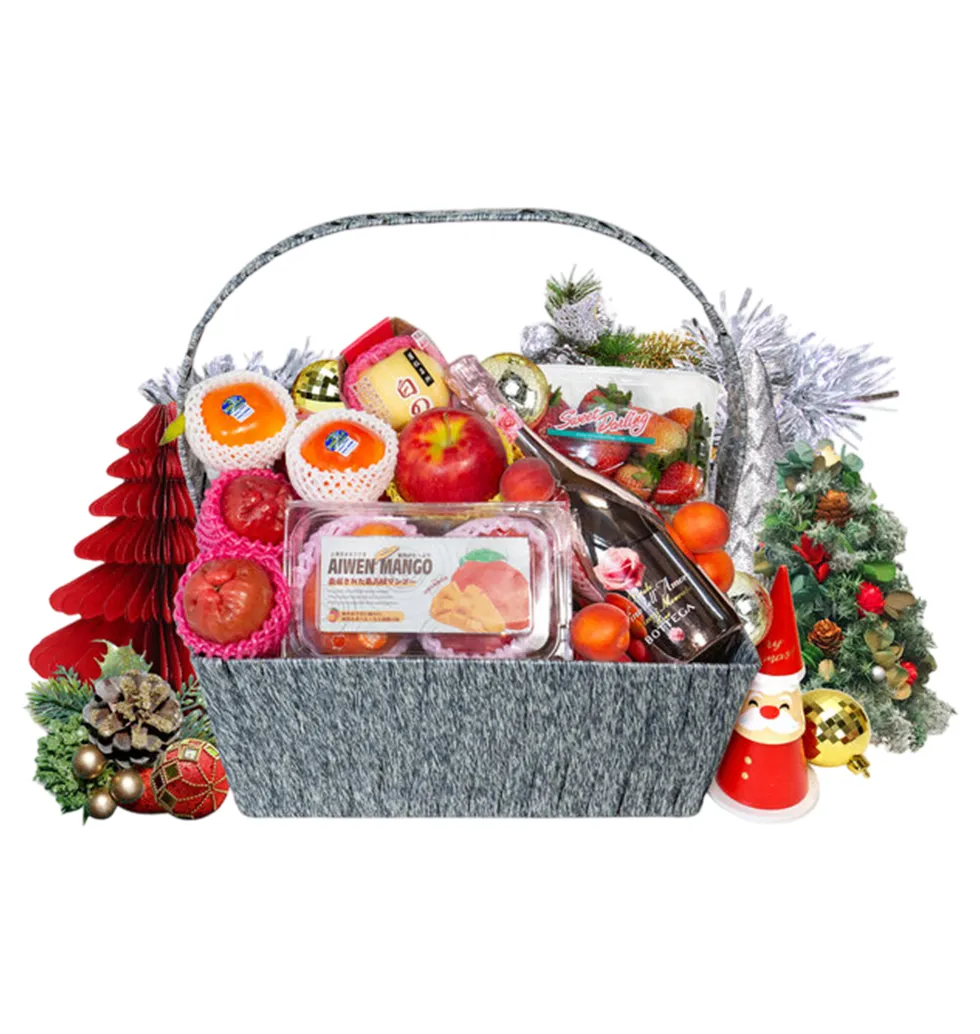 Holiday Wine & Fruits Gift Basket