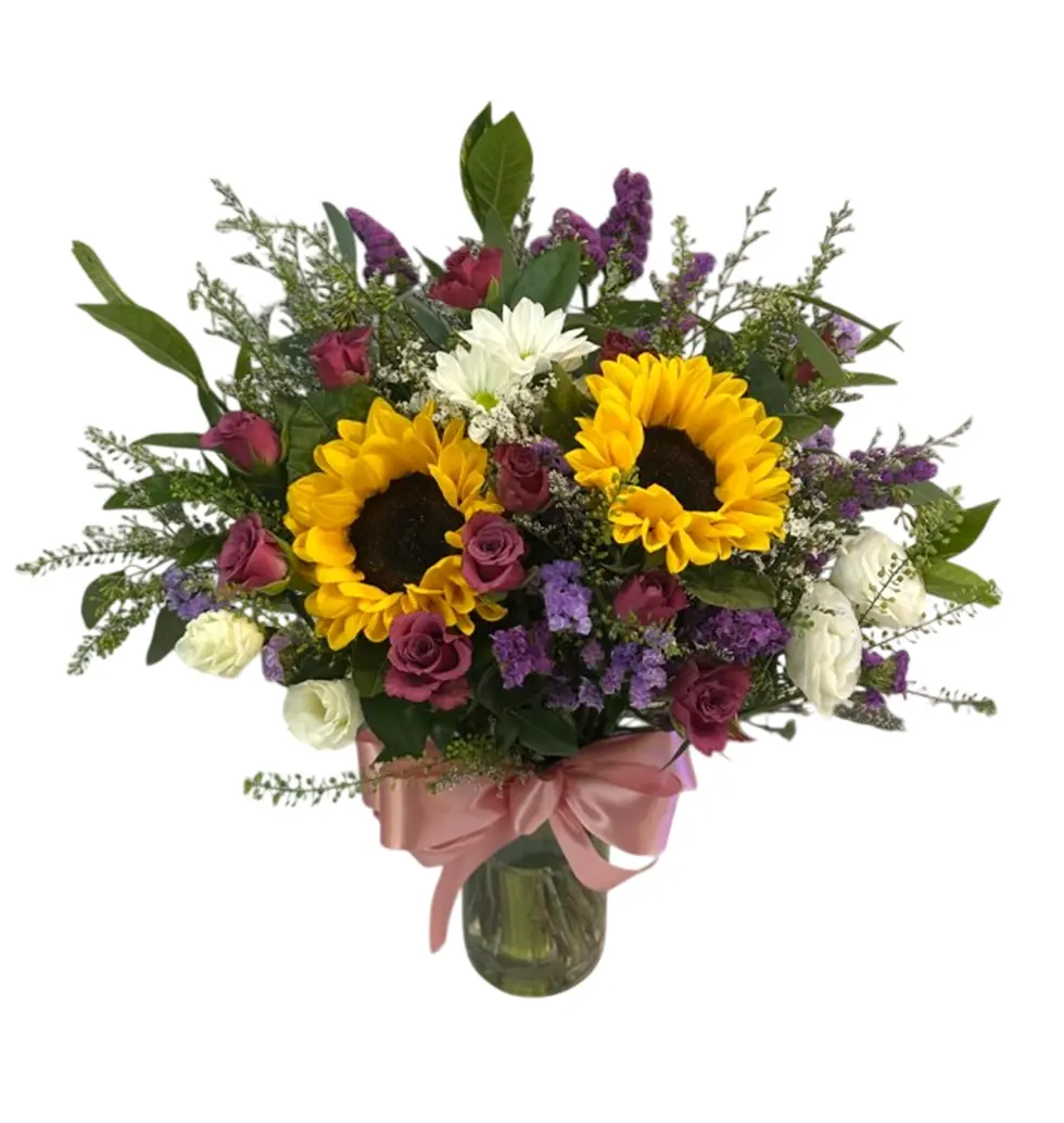 Bright Sunflower & Mini Rose Duo