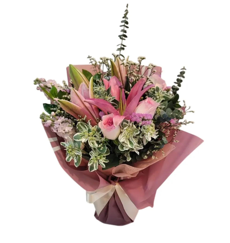 Floral Harmony of Lilies and Roses