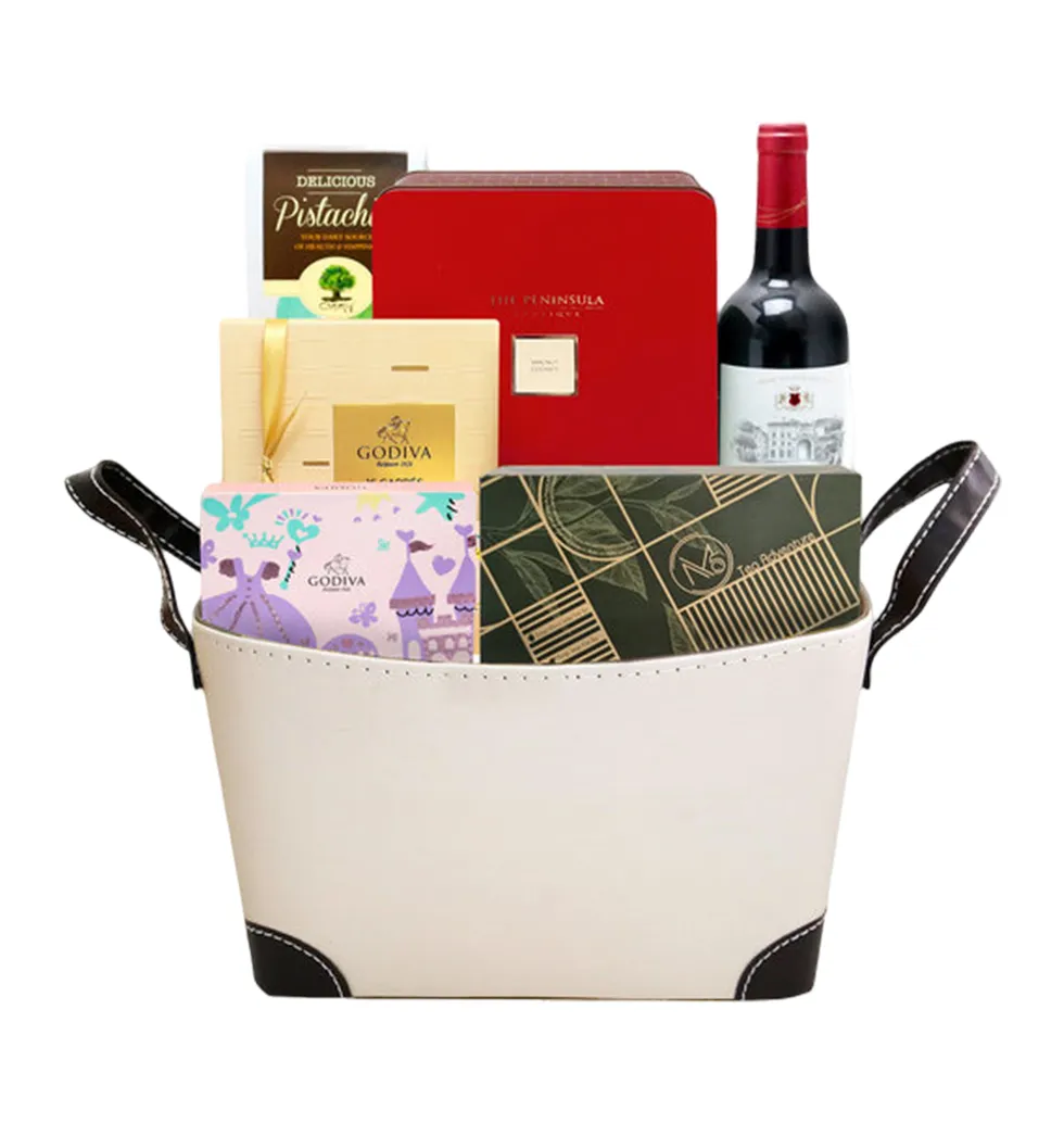 Exquisite Wine & Sweet Treats Basket